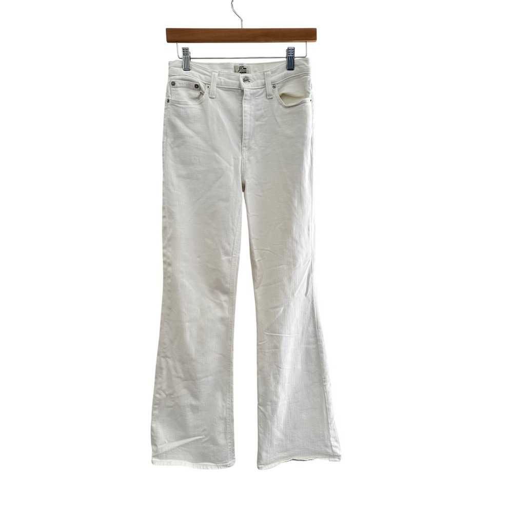 J.Crew Ashbury Flare Jeans White High Rise Stretch Denim F1940 Size 27